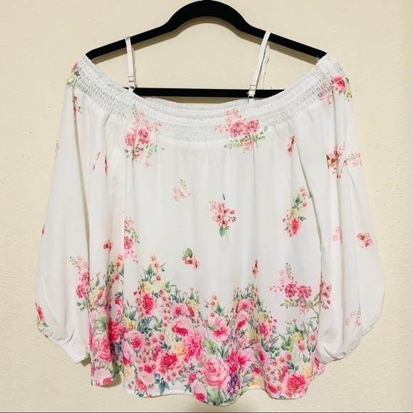 PAPAYA•NWOT FLORAL OFF THE SHOULDER BLOUSE - Picture 6 of 7